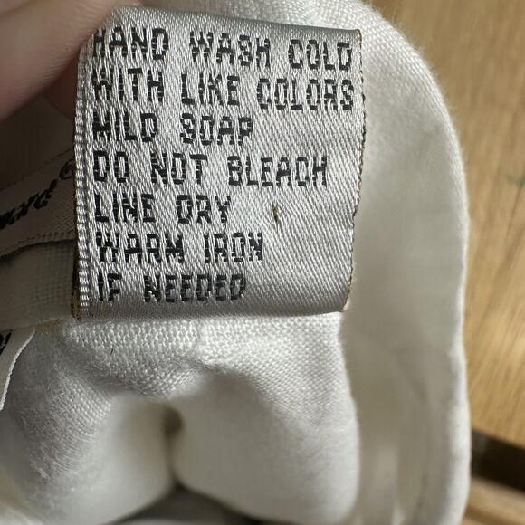 Edward Irish Linen Women’s S Blouse Button Down White Floral Beaded 3/4 Sleeve - Picture 9 of 10